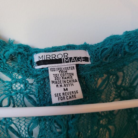 Vintage Lace Womens Top Medium M Floral Green Cottagecore Boho Fairy Tie Front - Picture 3 of 7